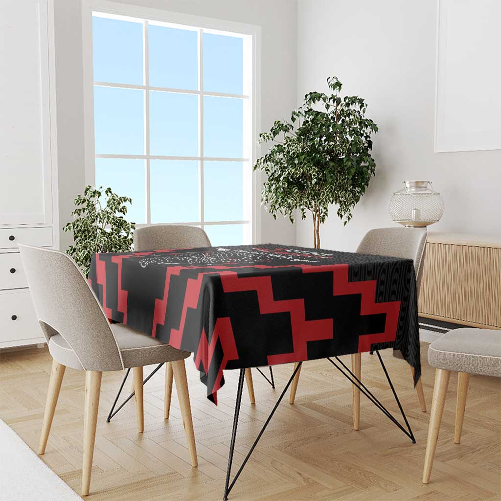 Toitu Te Tiriti Mana Maori Motuhake Tablecloth Aotearoa Haka Face Mix Poutama Art
