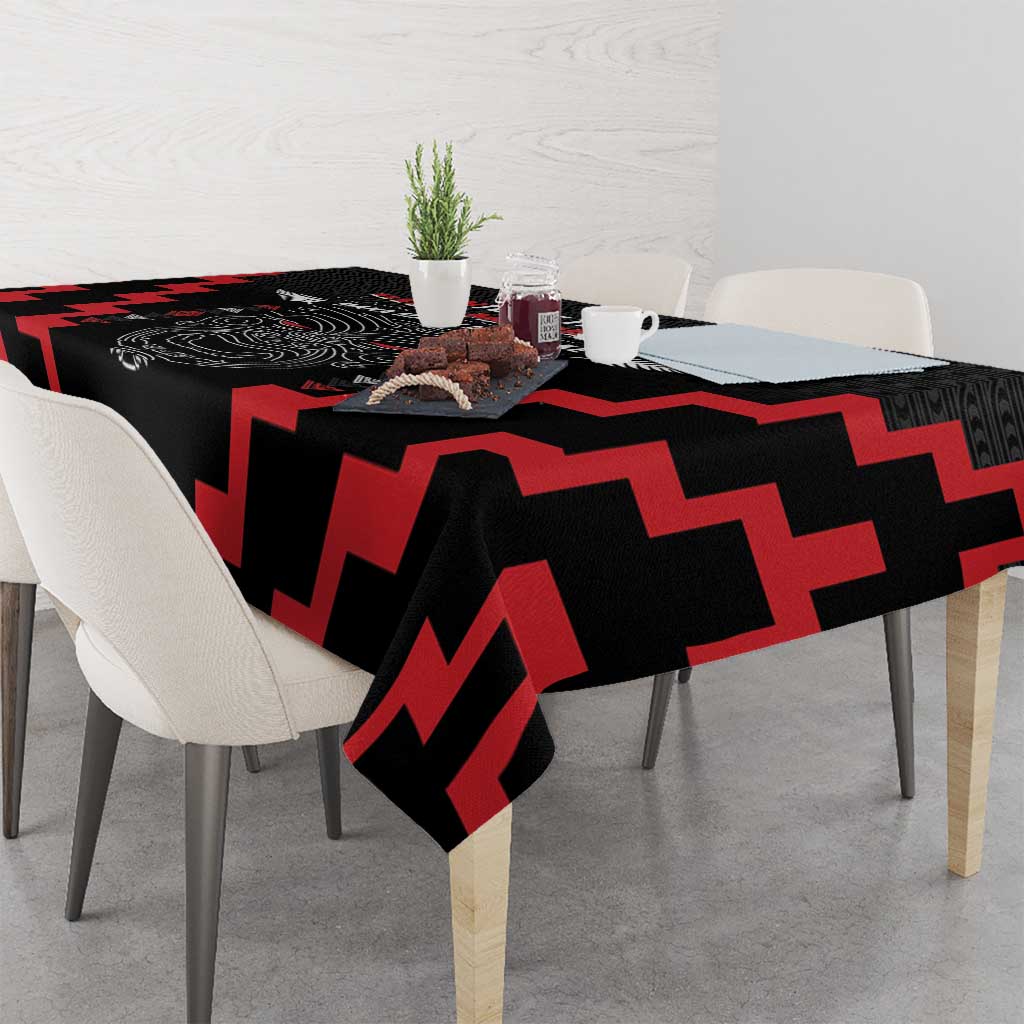 Toitu Te Tiriti Mana Maori Motuhake Tablecloth Aotearoa Haka Face Mix Poutama Art
