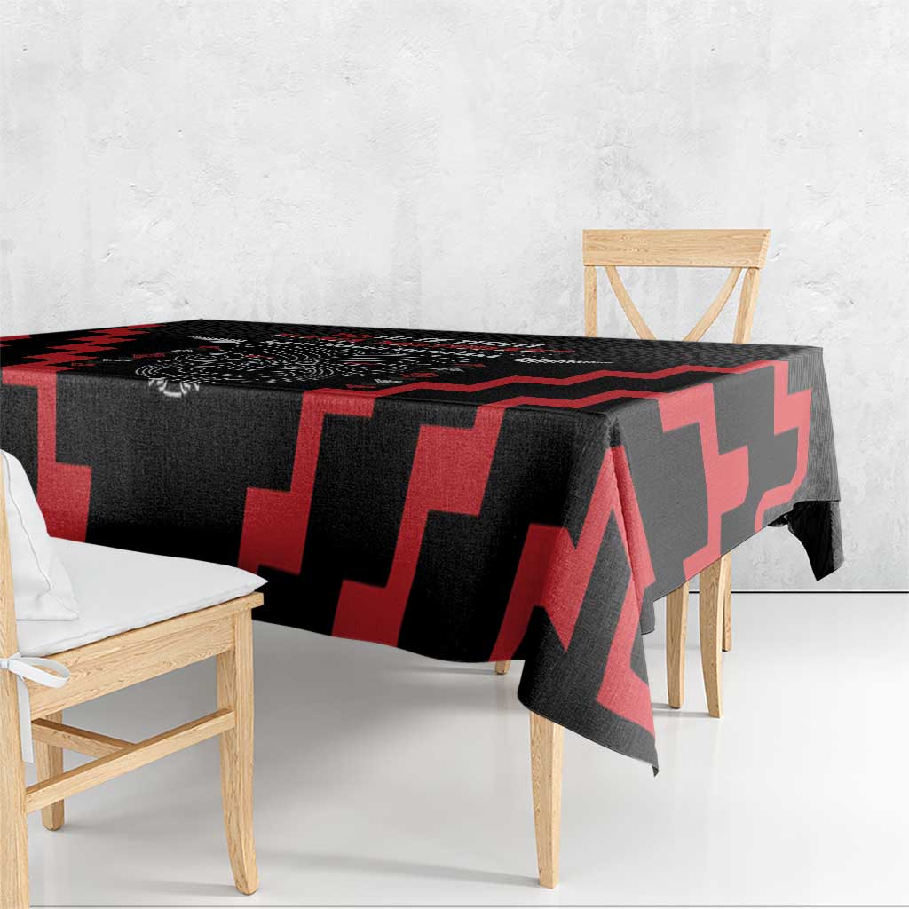 Toitu Te Tiriti Mana Maori Motuhake Tablecloth Aotearoa Haka Face Mix Poutama Art