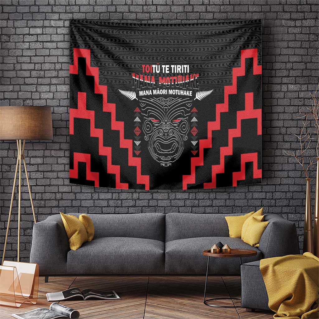 Toitu Te Tiriti Mana Maori Motuhake Tapestry Aotearoa Haka Face Mix Poutama Art