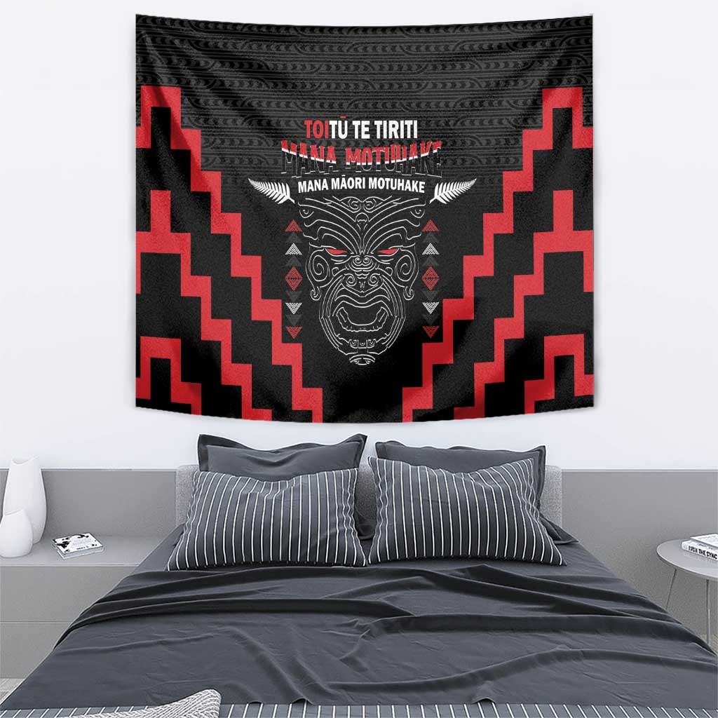 Toitu Te Tiriti Mana Maori Motuhake Tapestry Aotearoa Haka Face Mix Poutama Art