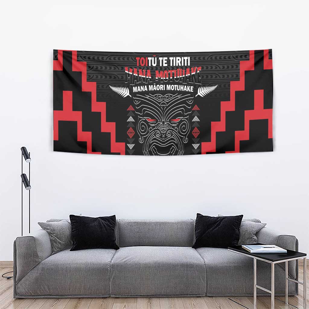 Toitu Te Tiriti Mana Maori Motuhake Tapestry Aotearoa Haka Face Mix Poutama Art