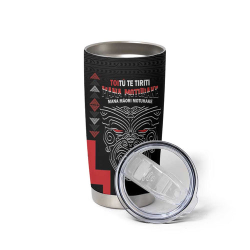Toitu Te Tiriti Mana Maori Motuhake Tumbler Cup Aotearoa Haka Face Mix Poutama Art