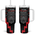 Toitu Te Tiriti Mana Maori Motuhake Tumbler With Handle Aotearoa Haka Face Mix Poutama Art