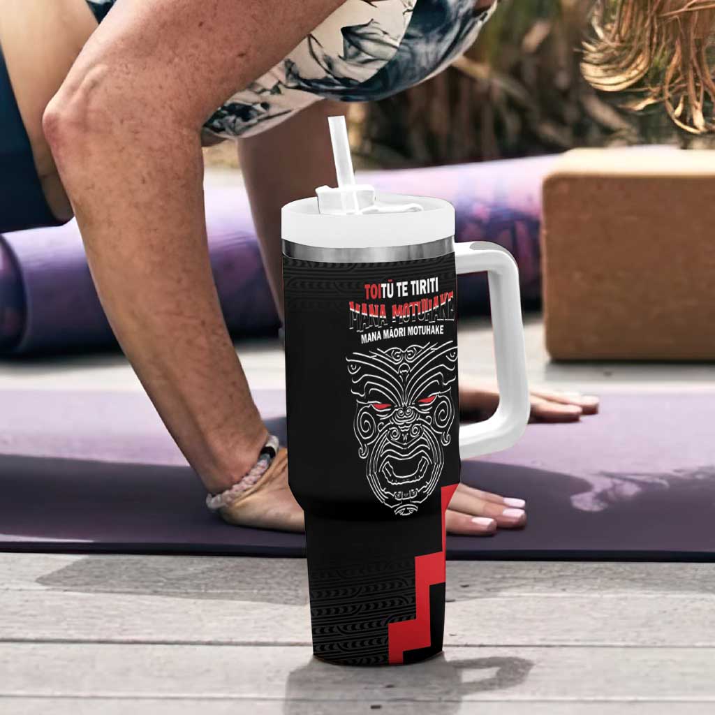 Toitu Te Tiriti Mana Maori Motuhake Tumbler With Handle Aotearoa Haka Face Mix Poutama Art