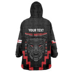 Personalised Toitu Te Tiriti Mana Maori Motuhake Wearable Blanket Hoodie Aotearoa Haka Face Mix Poutama Art