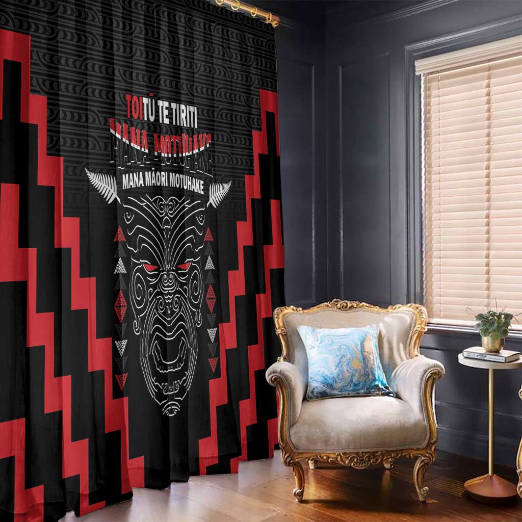 Toitu Te Tiriti Mana Maori Motuhake Window Curtain Aotearoa Haka Face Mix Poutama Art
