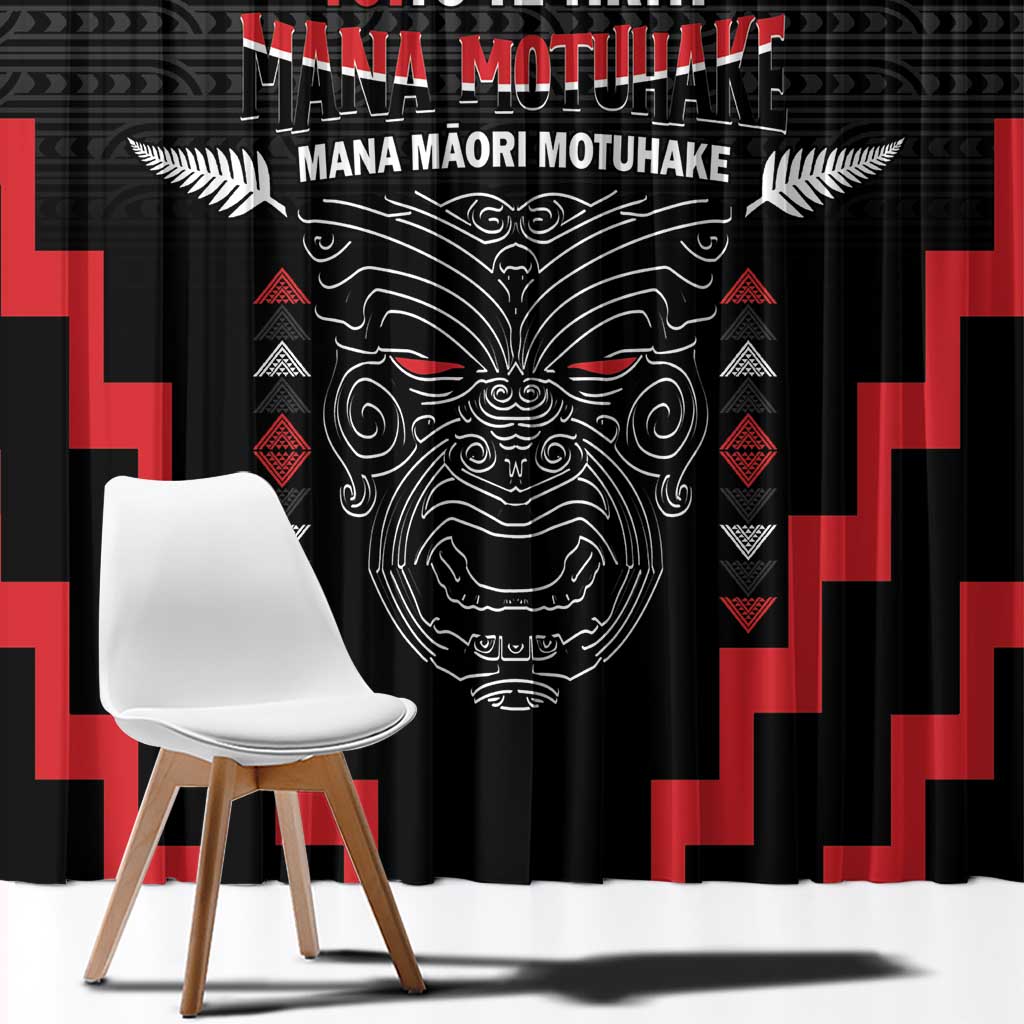 Toitu Te Tiriti Mana Maori Motuhake Window Curtain Aotearoa Haka Face Mix Poutama Art
