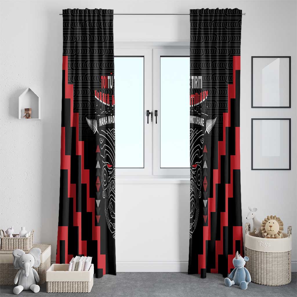 Toitu Te Tiriti Mana Maori Motuhake Window Curtain Aotearoa Haka Face Mix Poutama Art