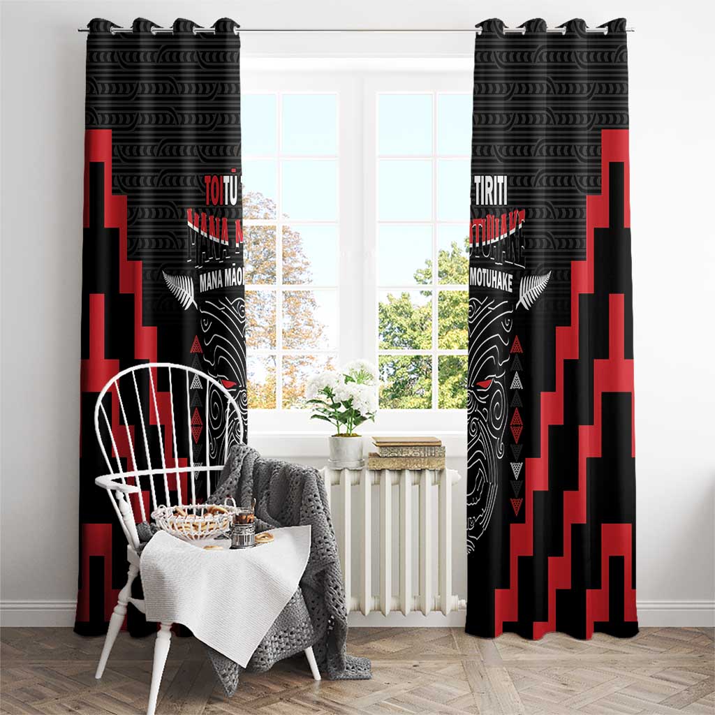 Toitu Te Tiriti Mana Maori Motuhake Window Curtain Aotearoa Haka Face Mix Poutama Art