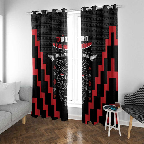Toitu Te Tiriti Mana Maori Motuhake Window Curtain Aotearoa Haka Face Mix Poutama Art