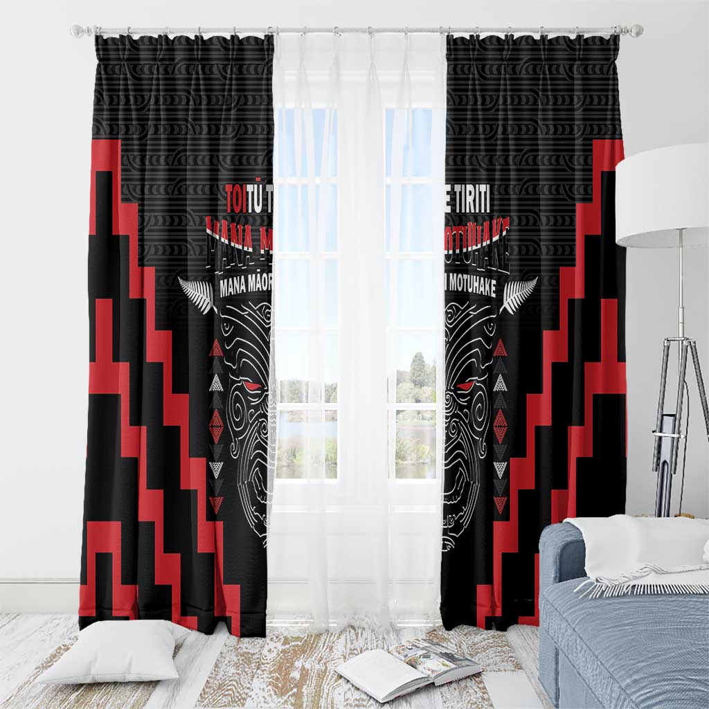 Toitu Te Tiriti Mana Maori Motuhake Window Curtain Aotearoa Haka Face Mix Poutama Art