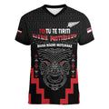 Personalised Toitu Te Tiriti Mana Maori Motuhake Women V-Neck T-Shirt Aotearoa Haka Face Mix Poutama Art
