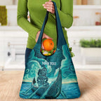 Personalised New Zealand Waitangi Day Grocery Bag Hei Tiki With Maori Waka - Whakarare Pattern
