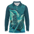 Personalised New Zealand Waitangi Day Long Sleeve Polo Shirt Hei Tiki With Maori Waka - Whakarare Pattern