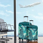 Personalised New Zealand Waitangi Day Luggage Cover Hei Tiki With Maori Waka - Whakarare Pattern