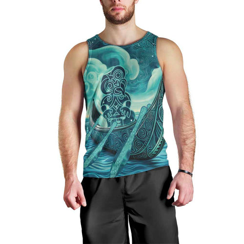 Personalised New Zealand Waitangi Day Men Tank Top Hei Tiki With Maori Waka - Whakarare Pattern
