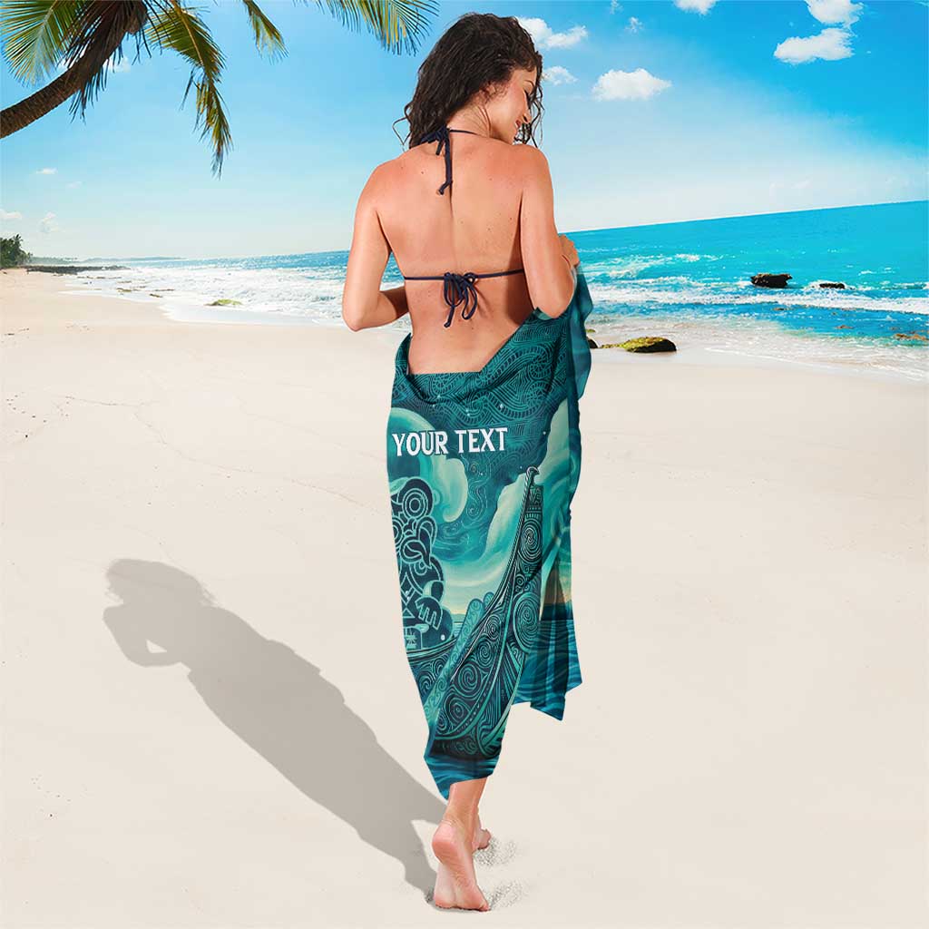 Personalised New Zealand Waitangi Day Sarong Hei Tiki With Maori Waka - Whakarare Pattern