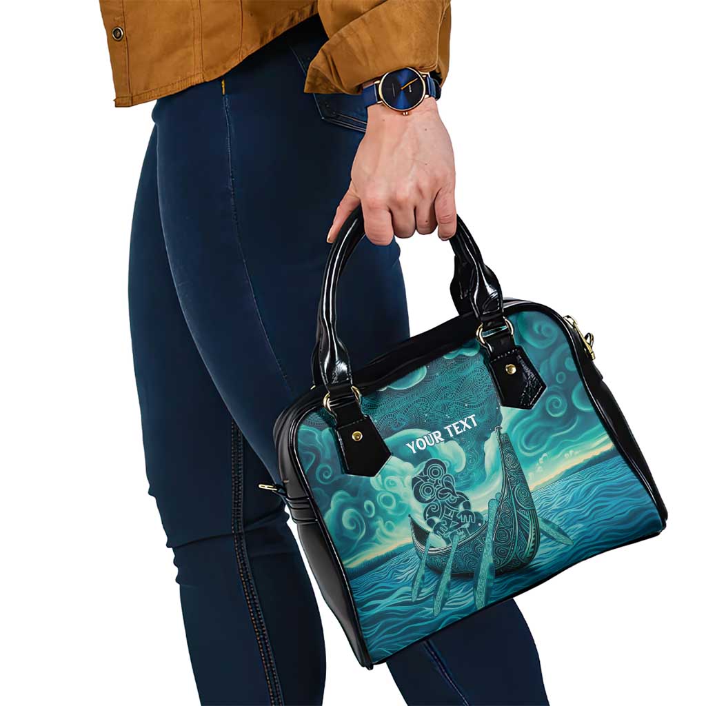 Personalised New Zealand Waitangi Day Shoulder Handbag Hei Tiki With Maori Waka - Whakarare Pattern