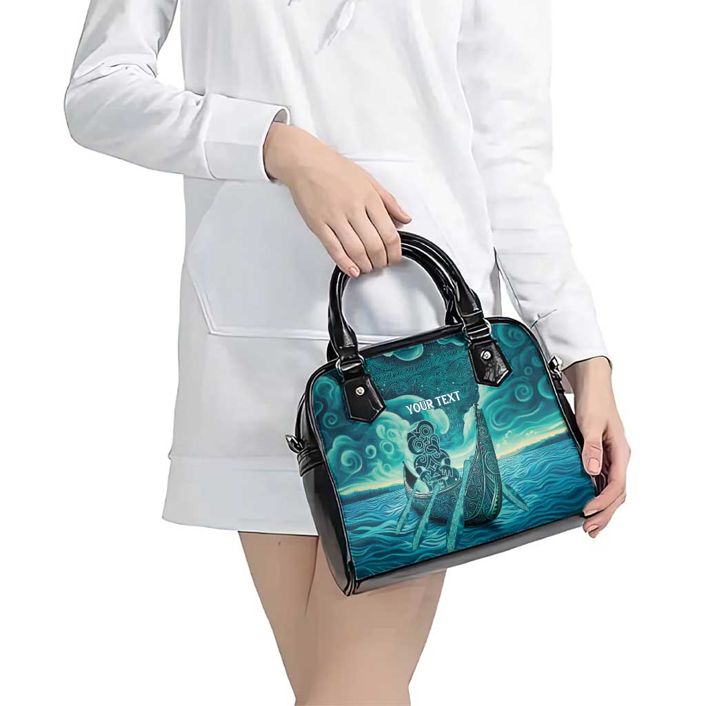 Personalised New Zealand Waitangi Day Shoulder Handbag Hei Tiki With Maori Waka - Whakarare Pattern