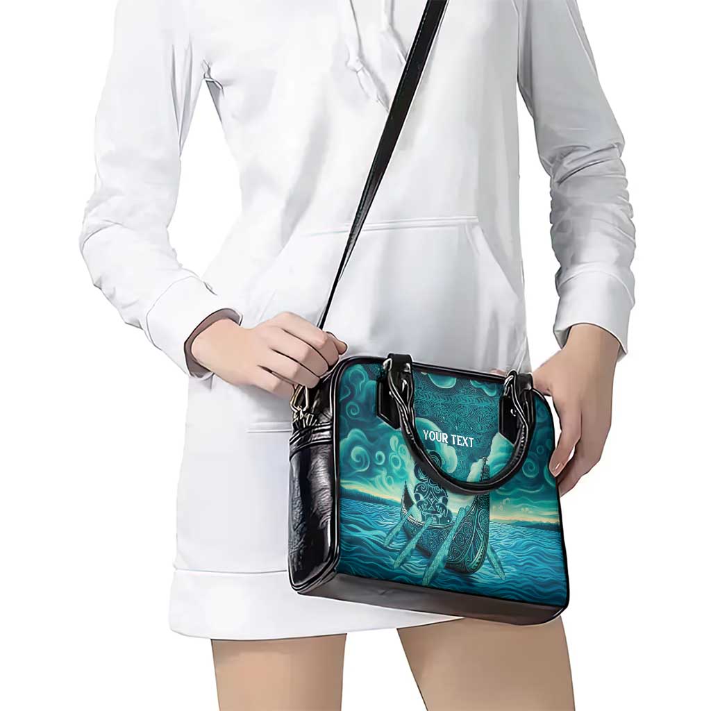 Personalised New Zealand Waitangi Day Shoulder Handbag Hei Tiki With Maori Waka - Whakarare Pattern