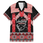 Toitu Te Tiriti O Waitangi Family Matching Off The Shoulder Long Sleeve Dress and Hawaiian Shirt Maori Wharenui With Taniko Motifs