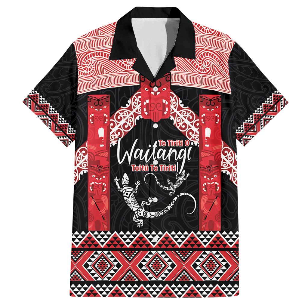 Toitu Te Tiriti O Waitangi Family Matching Off Shoulder Maxi Dress and Hawaiian Shirt Maori Wharenui With Taniko Motifs