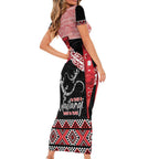 Toitu Te Tiriti O Waitangi Family Matching Short Sleeve Bodycon Dress and Hawaiian Shirt Maori Wharenui With Taniko Motifs