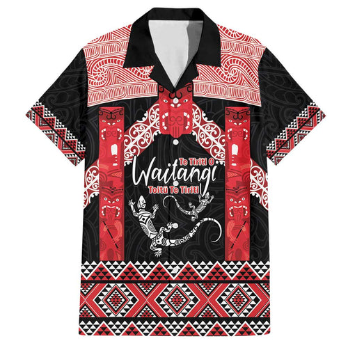Toitu Te Tiriti O Waitangi Family Matching Tank Maxi Dress and Hawaiian Shirt Maori Wharenui With Taniko Motifs