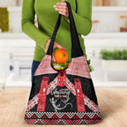 Toitu Te Tiriti O Waitangi Grocery Bag Maori Wharenui With Taniko Motifs