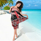 Toitu Te Tiriti O Waitangi Sarong Maori Wharenui With Taniko Motifs
