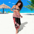 Toitu Te Tiriti O Waitangi Sarong Maori Wharenui With Taniko Motifs