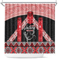 Toitu Te Tiriti O Waitangi Shower Curtain Maori Wharenui With Taniko Motifs
