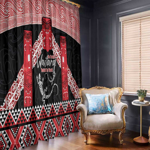 Toitu Te Tiriti O Waitangi Window Curtain Maori Wharenui With Taniko Motifs