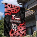 New Zealand 1840 Waitangi Day Garden Flag Aotearoa Haka Mask - Red Version