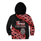 New Zealand 1840 Waitangi Day Kid Hoodie Aotearoa Haka Mask - Red Version