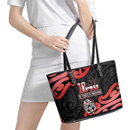 New Zealand 1840 Waitangi Day Leather Tote Bag Aotearoa Haka Mask - Red Version