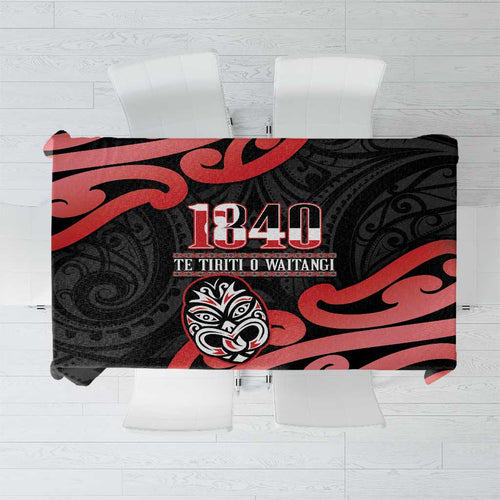 New Zealand 1840 Waitangi Day Tablecloth Aotearoa Haka Mask - Red Version