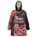 New Zealand 1840 Waitangi Day Wearable Blanket Hoodie Aotearoa Haka Mask - Red Version