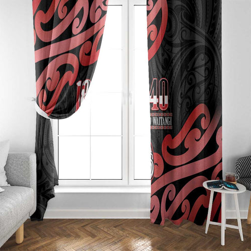 New Zealand 1840 Waitangi Day Window Curtain Aotearoa Haka Mask - Red Version