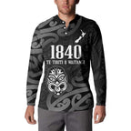 New Zealand 1840 Waitangi Day Button Sweatshirt Aotearoa Haka Mask - Black Version