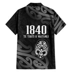 New Zealand 1840 Waitangi Day Family Matching Summer Maxi Dress and Hawaiian Shirt Aotearoa Haka Mask - Black Version