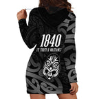 New Zealand 1840 Waitangi Day Hoodie Dress Aotearoa Haka Mask - Black Version