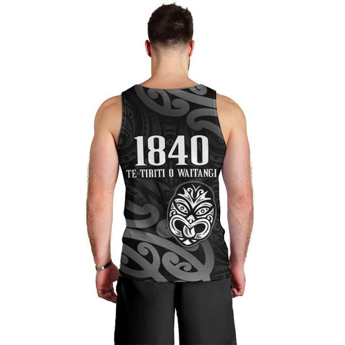 New Zealand 1840 Waitangi Day Men Tank Top Aotearoa Haka Mask - Black Version