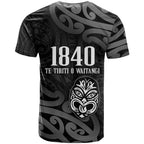New Zealand 1840 Waitangi Day T Shirt Aotearoa Haka Mask - Black Version