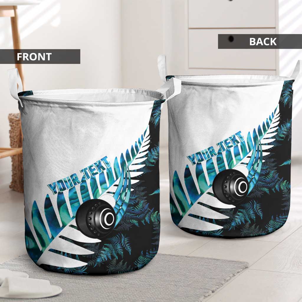 New Zealand Lawn Bowls Custom Laundry Basket Aotearoa Silver Fern Paua Shell - Aussie Hoodie
