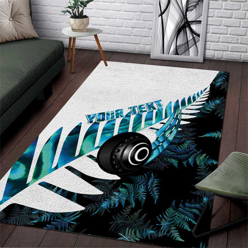 New Zealand Lawn Bowls Custom Area Rug Aotearoa Silver Fern Paua Shell - Aussie Hoodie