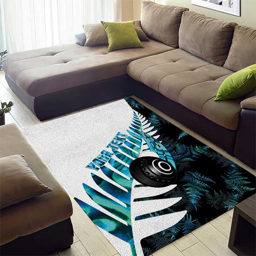 New Zealand Lawn Bowls Custom Area Rug Aotearoa Silver Fern Paua Shell - Aussie Hoodie
