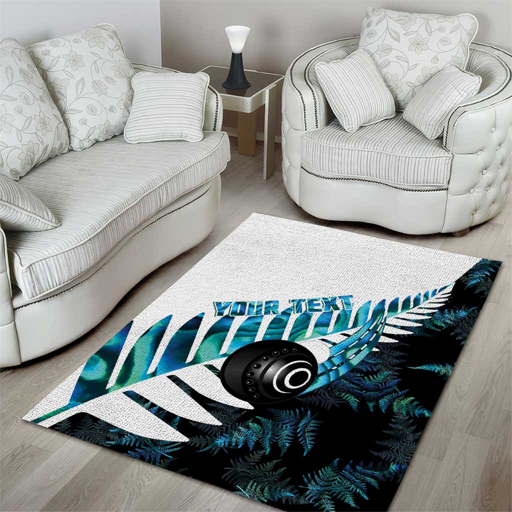 New Zealand Lawn Bowls Custom Area Rug Aotearoa Silver Fern Paua Shell - Aussie Hoodie
