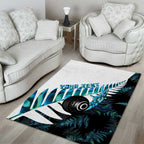New Zealand Lawn Bowls Custom Area Rug Aotearoa Silver Fern Paua Shell - Aussie Hoodie